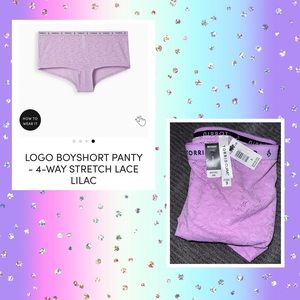 NWT Torrid Logo 4Way Stretch Boyshort Panty Lilac Lace